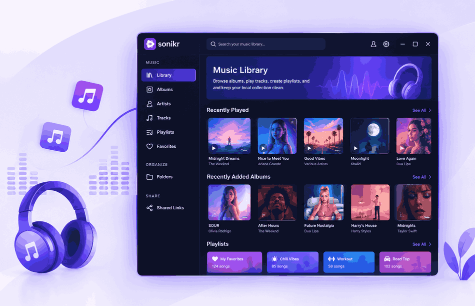 Sonikr Media Hub music library banner
