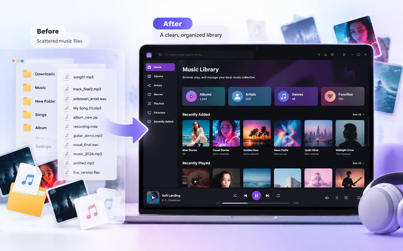 Sonikr Media Hub private music library interface